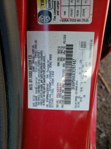 FORD FUSION SE 2012 with VIN 3FAHP0HAXCR397447 - Photo from auction