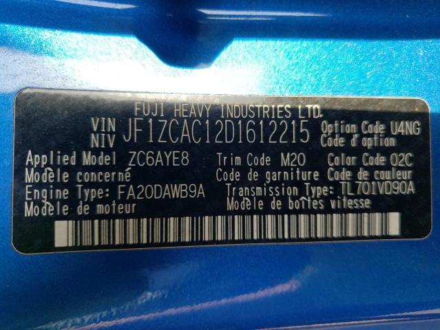 Photo 10 from auction – 2013 SUBARU BRZ 2.0 LI with VIN JF1ZCAC12D1612215