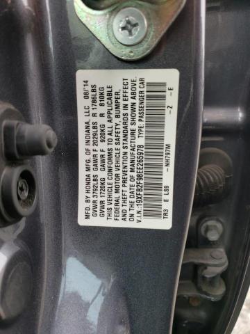 Photo 10 from auction – 2014 HONDA CIVIC EXL with VIN 19XFB2F98EE265978