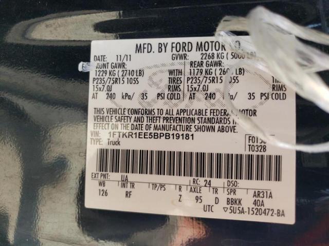 Photo 10 from auction – 2011 FORD RANGER SUP with VIN 1FTKR1EE5BPB19181