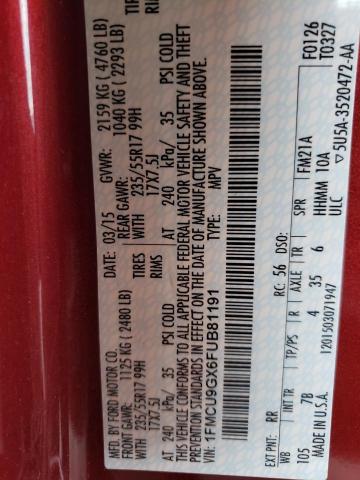 Photo 10 from auction – 2015 FORD ESCAPE SE with VIN 1FMCU9GX6FUB81191