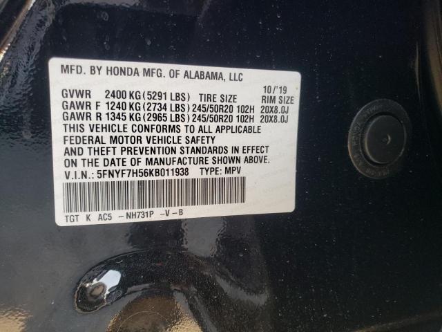 Photo 10 from auction – 2019 HONDA PASSPORT E with VIN 5FNYF7H56KB011938