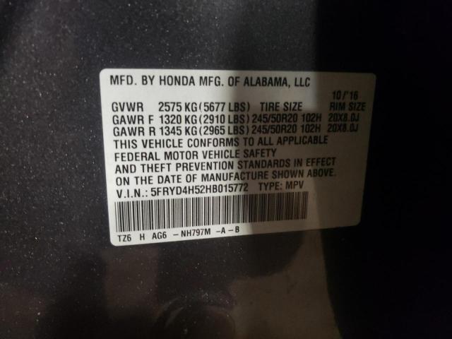 Foto 10 de la subasta – 2017 ACURA MDX TECHNO con VIN 5FRYD4H52HB015772