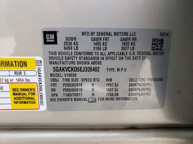 Photo 10 from auction – 2014 BUICK ENCLAVE with VIN 5GAKVCKD6EJ308482