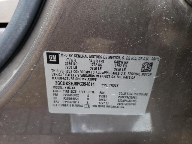 CHEVROLET SILVERADO 2015 with VIN 3GCUKSEJ8FG394814 - Photo from auction