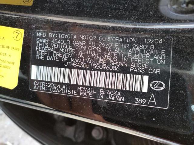 Photo 10 from auction – 2005 LEXUS ES 330 with VIN JTHBA30G155096086