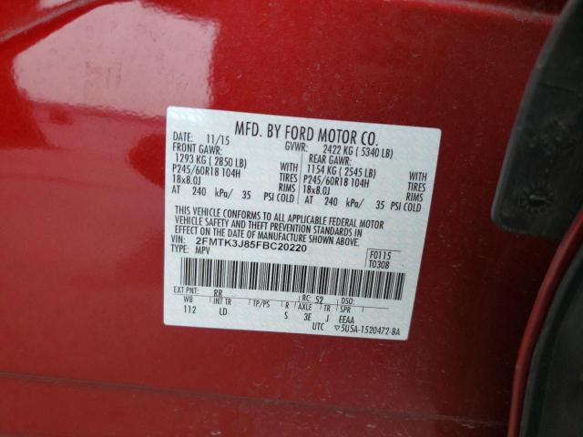 Photo 10 from auction – 2015 FORD EDGE SEL with VIN 2FMTK3J85FBC20220