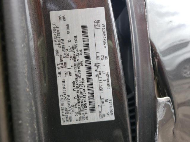 FORD F150 SUPER 2018 with VIN 1FTEW1E57JKC24760 - Photo from auction