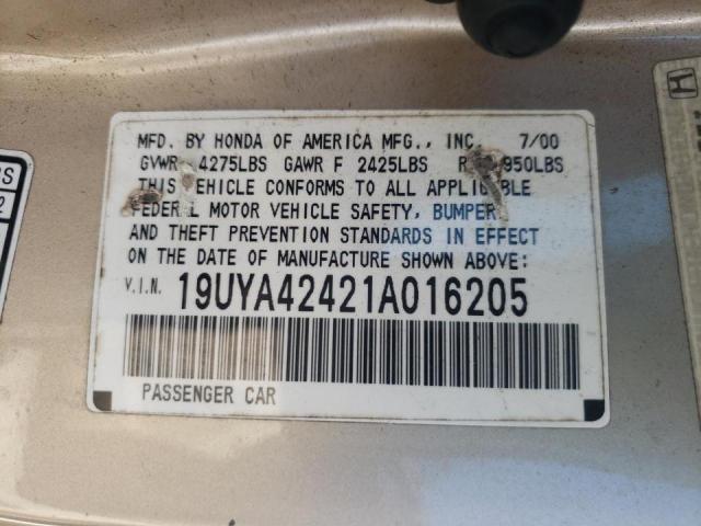 Photo 10 from auction – 2001 ACURA 3.2CL with VIN 19UYA42421A016205