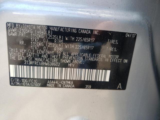Photo 10 from auction – 2017 TOYOTA RAV4 XLE with VIN 2T3RFREV8HW638602