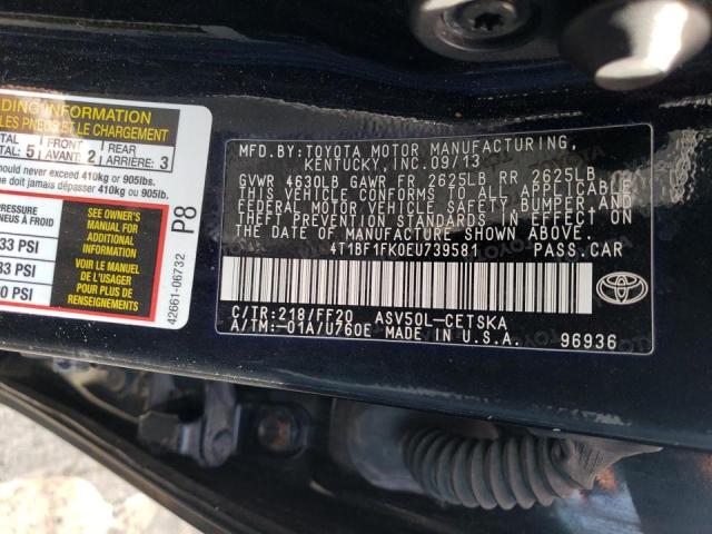 Photo 10 from auction – 2014 TOYOTA CAMRY L with VIN 4T1BF1FK0EU739581