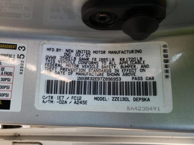 Photo 10 from auction – 2007 TOYOTA COROLLA CE with VIN 1NXBR32E97Z896953