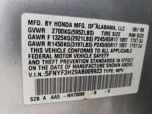 Photo 10 from auction – 2010 HONDA PILOT LX with VIN 5FNYF3H29AB009923