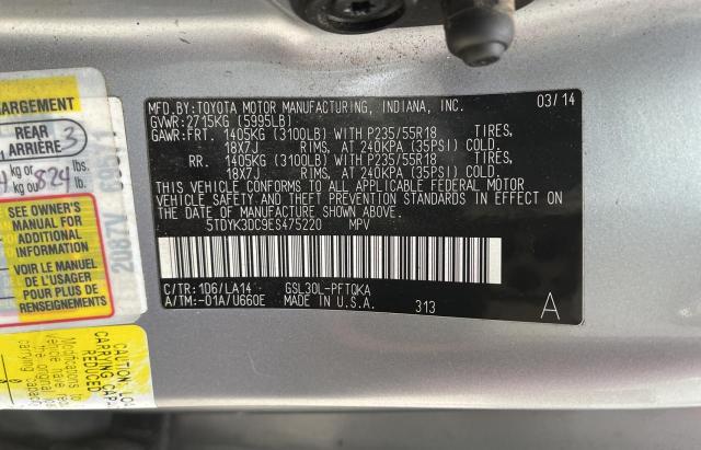 Photo 4 from auction – 2014 TOYOTA SIENNA XLE with VIN 5TDYK3DC9ES475220