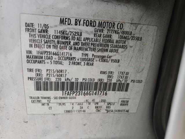 Photo 10 from auction – 2006 FORD FIVE HUNDR with VIN 1FAFP23166G141716