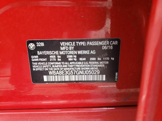 Photo 10 from auction – 2016 BMW 328 XI SUL with VIN WBA8E3G57GNU05029