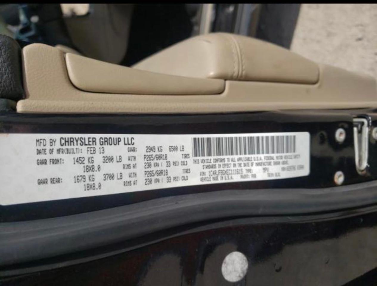 Photo 14 from auction – 2014 JEEP GRAND CHER with VIN 1C4RJFBGXEC111615