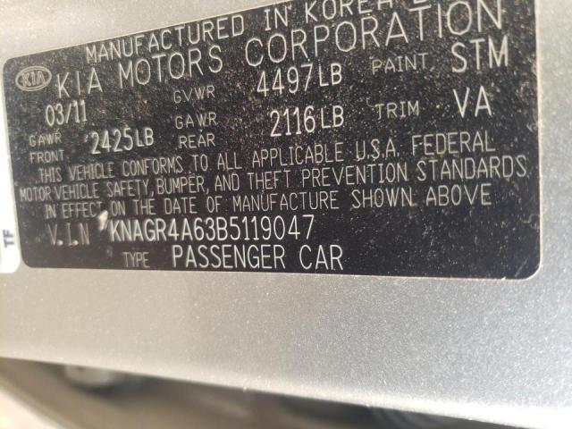 Photo 10 from auction – 2011 KIA OPTIMA SX with VIN KNAGR4A63B5119047