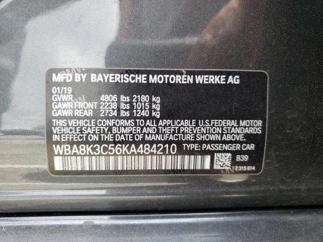 Photo 10 from auction – 2019 BMW 330XI with VIN WBA8K3C56KA484210