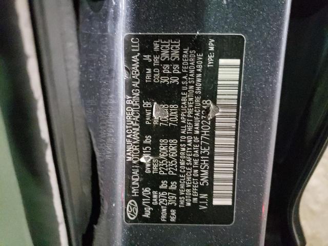 Photo 10 from auction – 2007 HYUNDAI SANTA FE with VIN 5NMSH13E77H023848