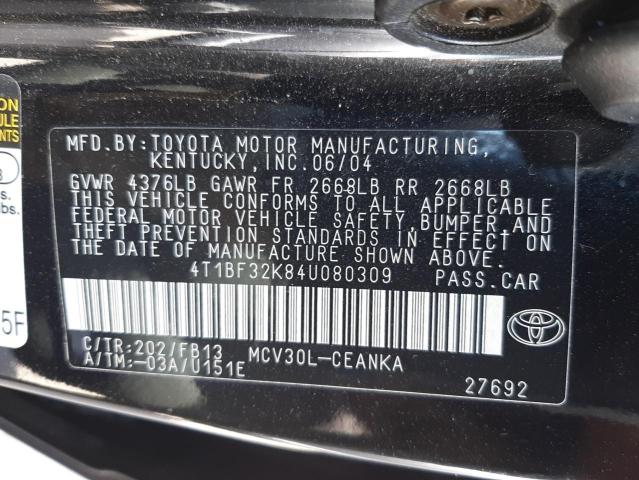 Photo 10 from auction – 2004 TOYOTA CAMRY LE with VIN 4T1BF32K84U080309