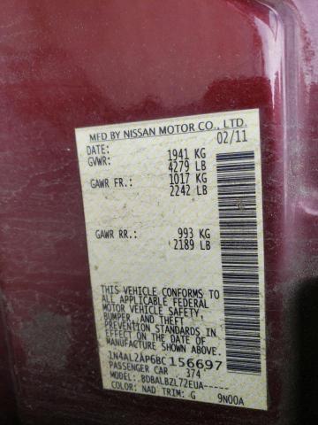 NISSAN ALTIMA BAS 2011 with VIN 1N4AL2AP6BC156697 - Photo from auction