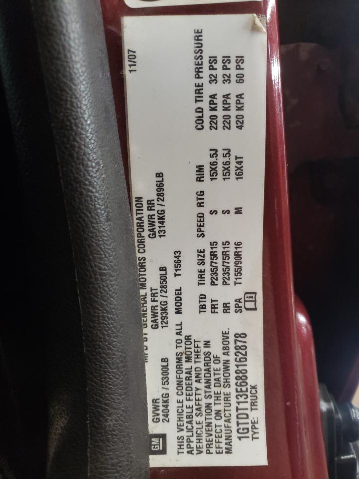 Photo 10 from auction – 2008 GMC CANYON with VIN 1GTDT13E688162878