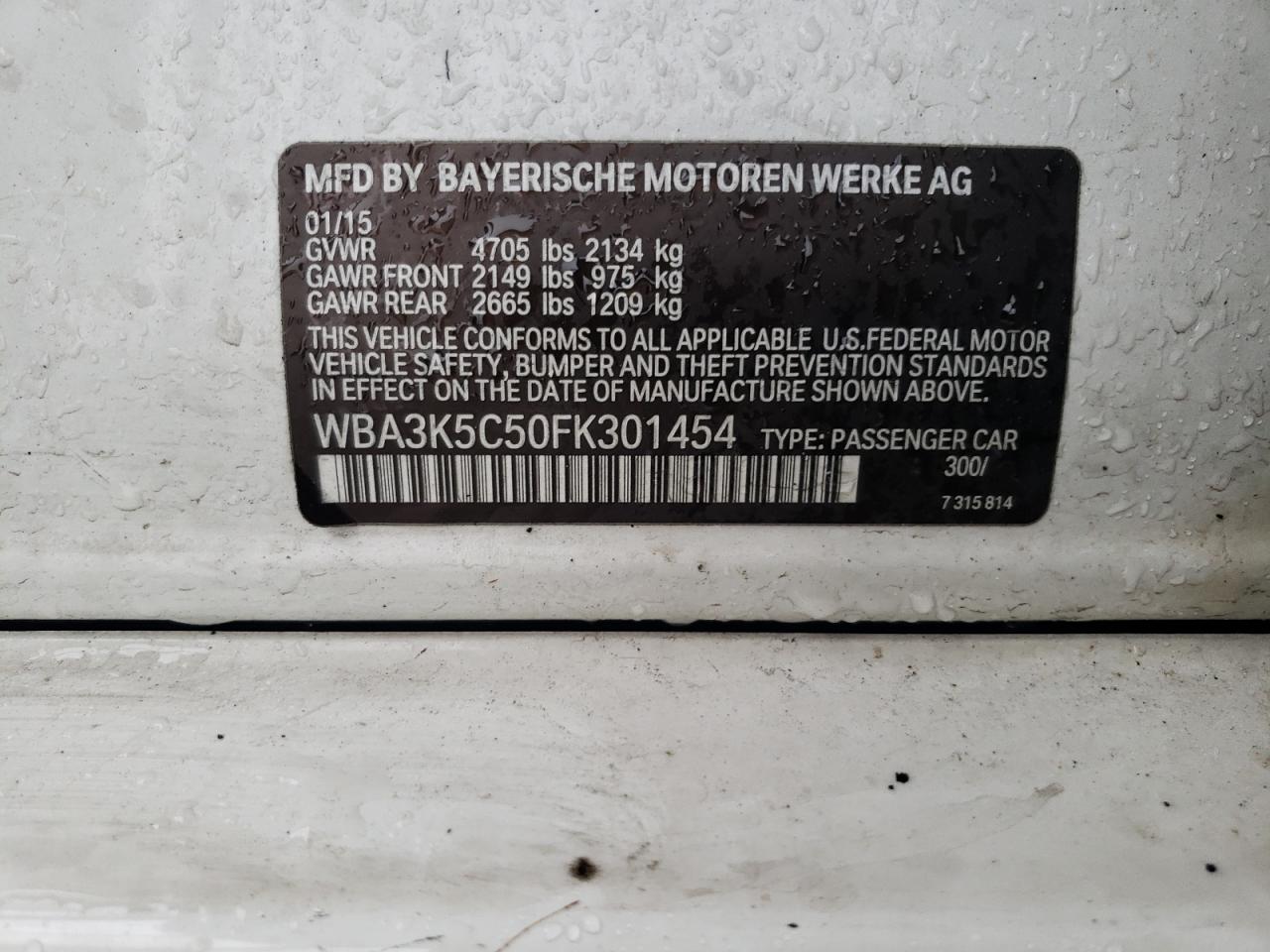 Photo 10 from auction – 2015 BMW 328 D XDRI with VIN WBA3K5C50FK301454