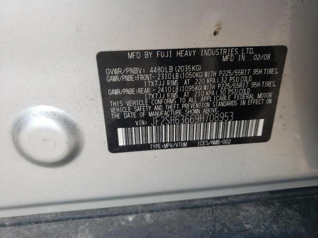 Photo 10 from auction – 2009 SUBARU FORESTER with VIN JF2SH63669H708953