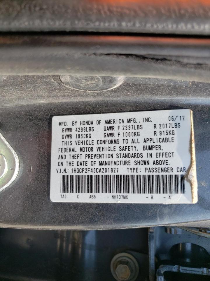Photo 19 from auction – 2012 HONDA ACCORD LXP with VIN 1HGCP2F45CA201827