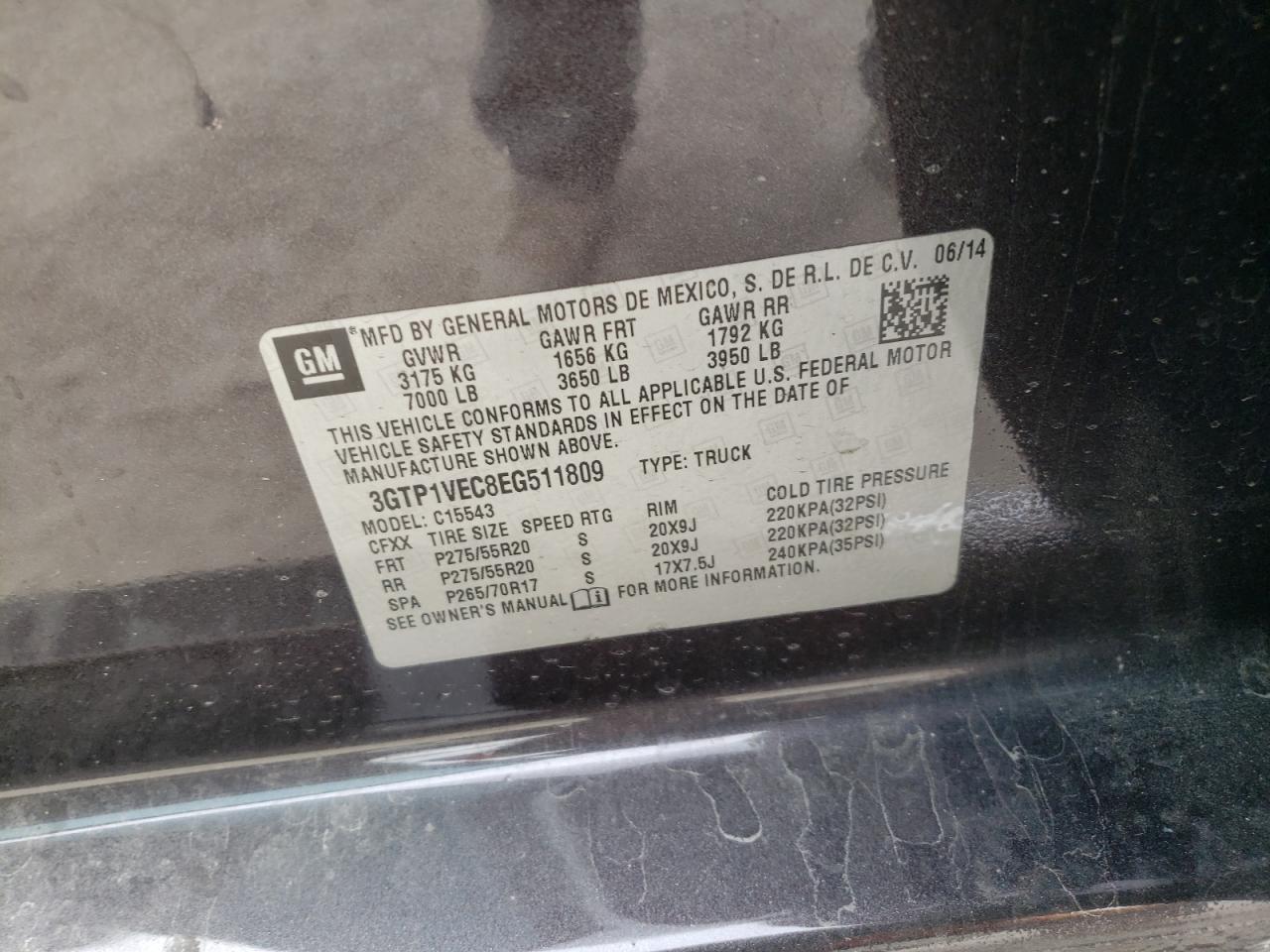 Photo 10 from auction – 2014 GMC SIERRA C15 with VIN 3GTP1VEC8EG511809