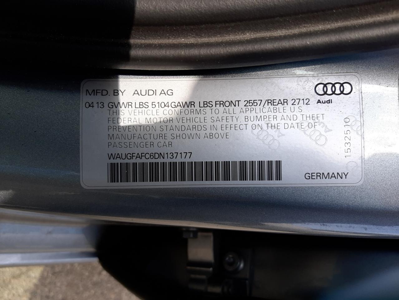 Photo 20 from auction – 2013 AUDI A6 PREMIUM with VIN WAUGFAFC6DN137177