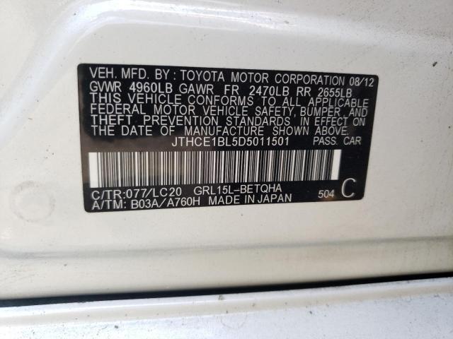 Photo 10 from auction – 2013 LEXUS GS 350 with VIN JTHCE1BL5D5011501