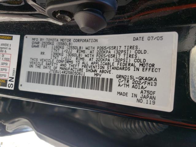 Photo 10 from auction – 2005 TOYOTA 4RUNNER SR with VIN JTEBU14R258050611