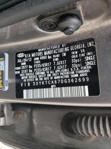 Photo 10 from auction – 2013 KIA SORENTO LX with VIN 5XYKTCA67DG362699