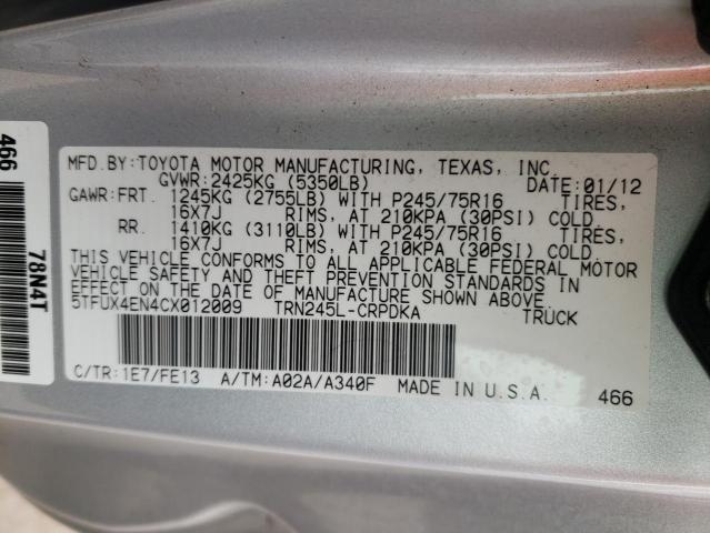 Photo 10 from auction – 2012 TOYOTA TACOMA ACC with VIN 5TFUX4EN4CX012009