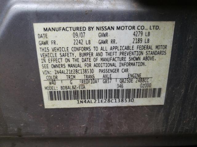 Photo 10 from auction – 2008 NISSAN ALTIMA 2.5 with VIN 1N4AL21E28C138530