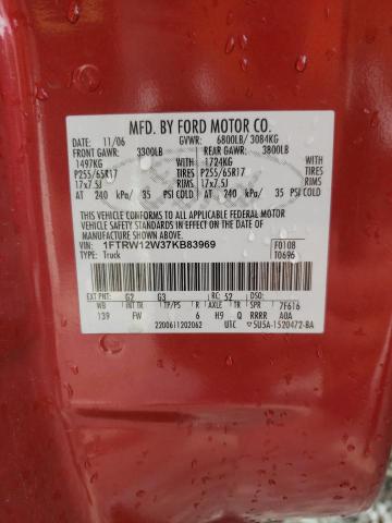 Photo 10 from auction – 2007 FORD F150 with VIN 1FTRW12W37KB83969