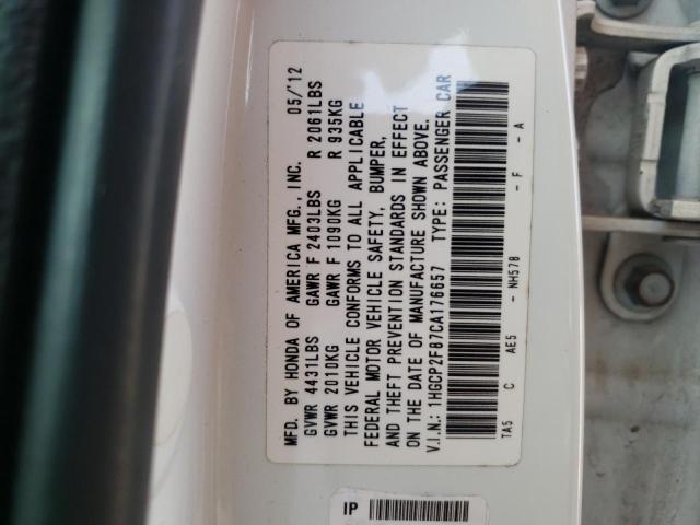 Photo 10 from auction – 2012 HONDA ACCORD EXL with VIN 1HGCP2F87CA176657