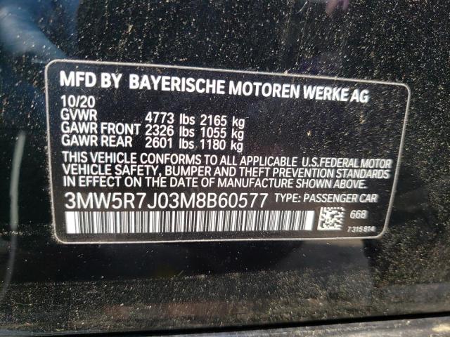 Photo 10 from auction – 2021 BMW 330XI with VIN 3MW5R7J03M8B60577
