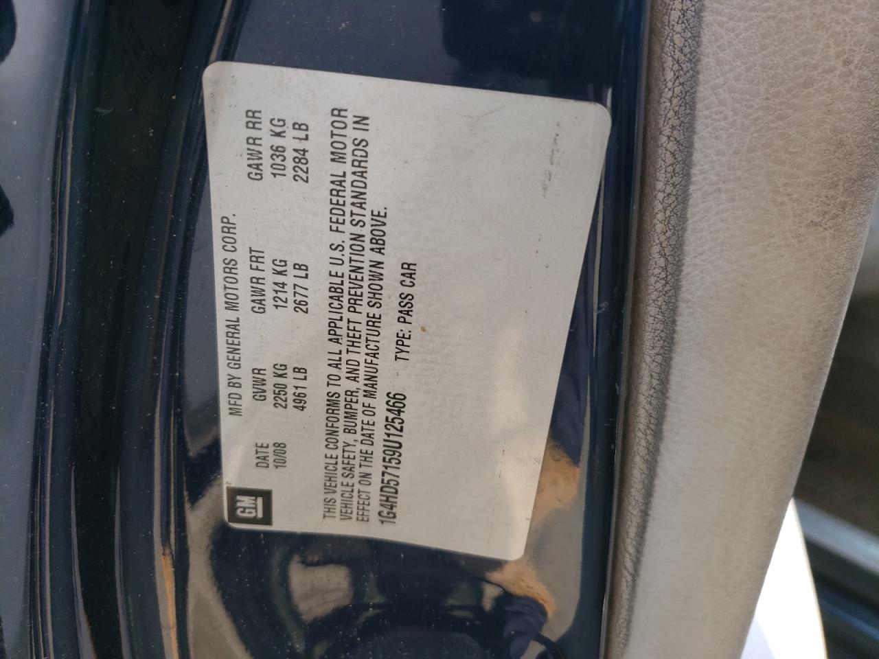 Photo 10 from auction – 2009 BUICK LUCERNE CX with VIN 1G4HD57159U125466