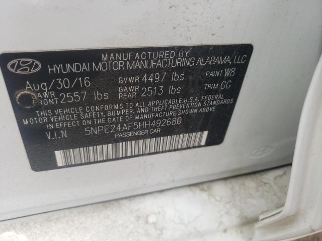 Photo 1 from auction – 2017 HYUNDAI SONATA SE with VIN 5NPE24AF5HH492680
