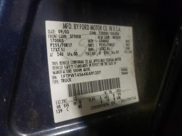 Photo 10 from auction – 2004 FORD F150 SUPER with VIN 1FTPW14564KA91357