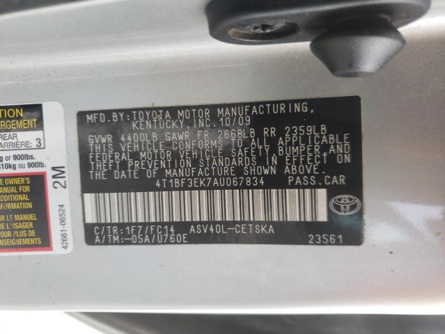 Photo 10 from auction – 2010 TOYOTA CAMRY BASE with VIN 4T1BF3EK7AU067834