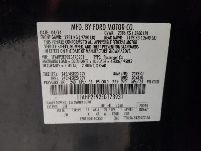 Photo 10 from auction – 2014 FORD TAURUS SEL with VIN 1FAHP2E92EG173931