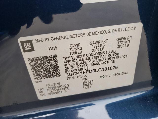 Photo 10 from auction – 2020 CHEVROLET SILVERADO with VIN 3GCPYFED6LG181076