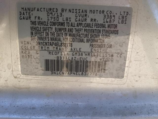 Photo 10 from auction – 2014 NISSAN VERSA with VIN 3N1CN7AP4EL832778