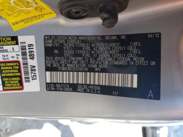 Photo 10 from auction – 2012 TOYOTA SIENNA LE with VIN 5TDKK3DC3CS246146