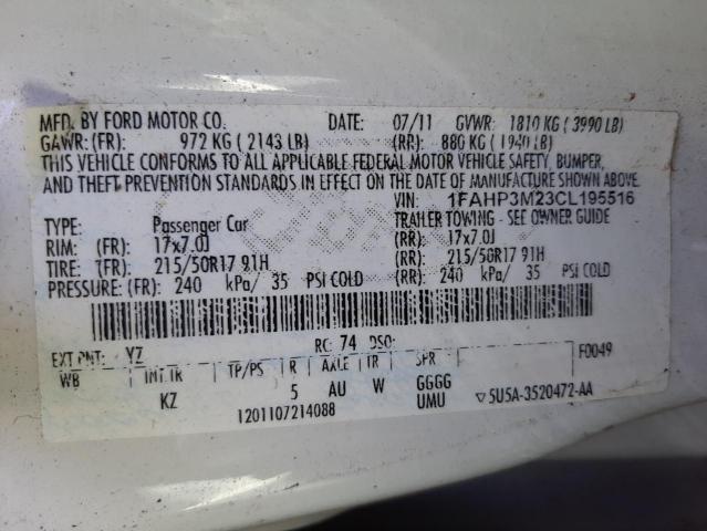 Photo 10 from auction – 2012 FORD FOCUS SEL with VIN 1FAHP3M23CL195516