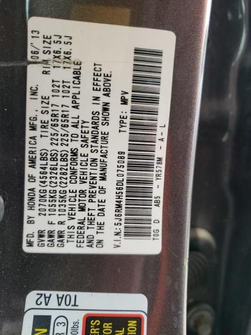Photo 10 from auction – 2013 HONDA CR-V EX with VIN 5J6RM4H56DL075089
